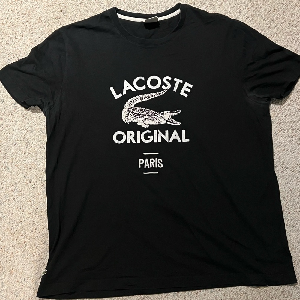 LACOSTE MENS TSHIRT BLACK 7=XXL FITS LIKE AN XL